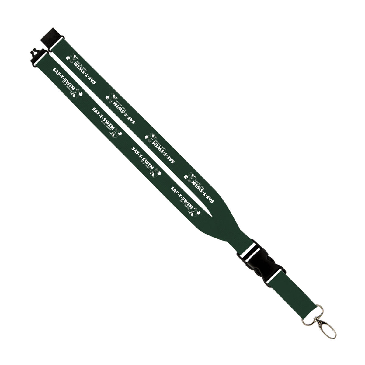 Saf-T-Swim: 1" Polyester Lanyard w/ Slide Buckle Release, Silver Metal Oval & Convenience Release