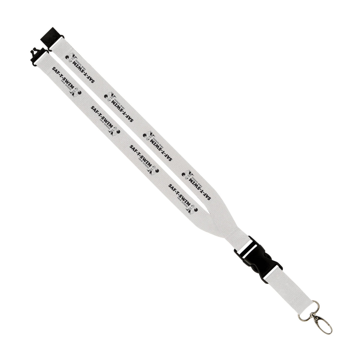 Saf-T-Swim: 1" Polyester Lanyard w/ Slide Buckle Release, Silver Metal Oval & Convenience Release