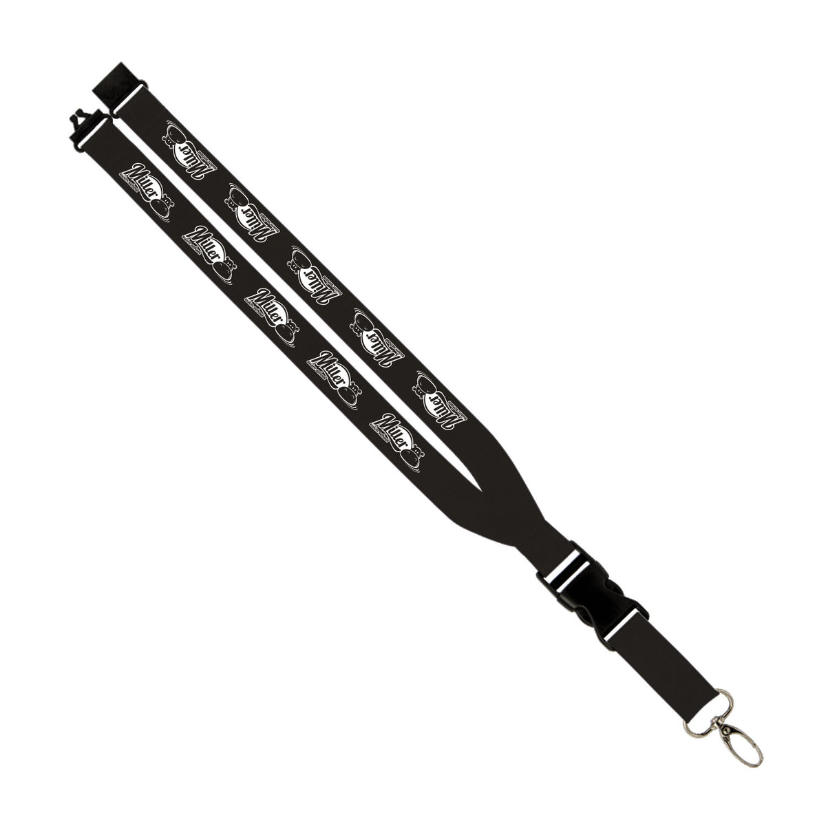Miller Swim School: 1" Polyester Lanyard w/ Slide Buckle Release, Silver Metal Oval & Convenience Release
