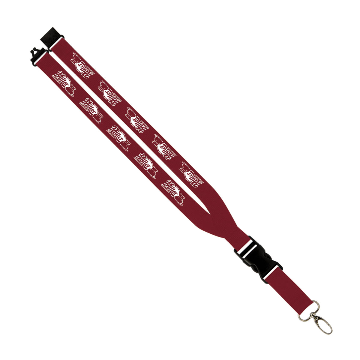 Miller Swim School: 1" Polyester Lanyard w/ Slide Buckle Release, Silver Metal Oval & Convenience Release
