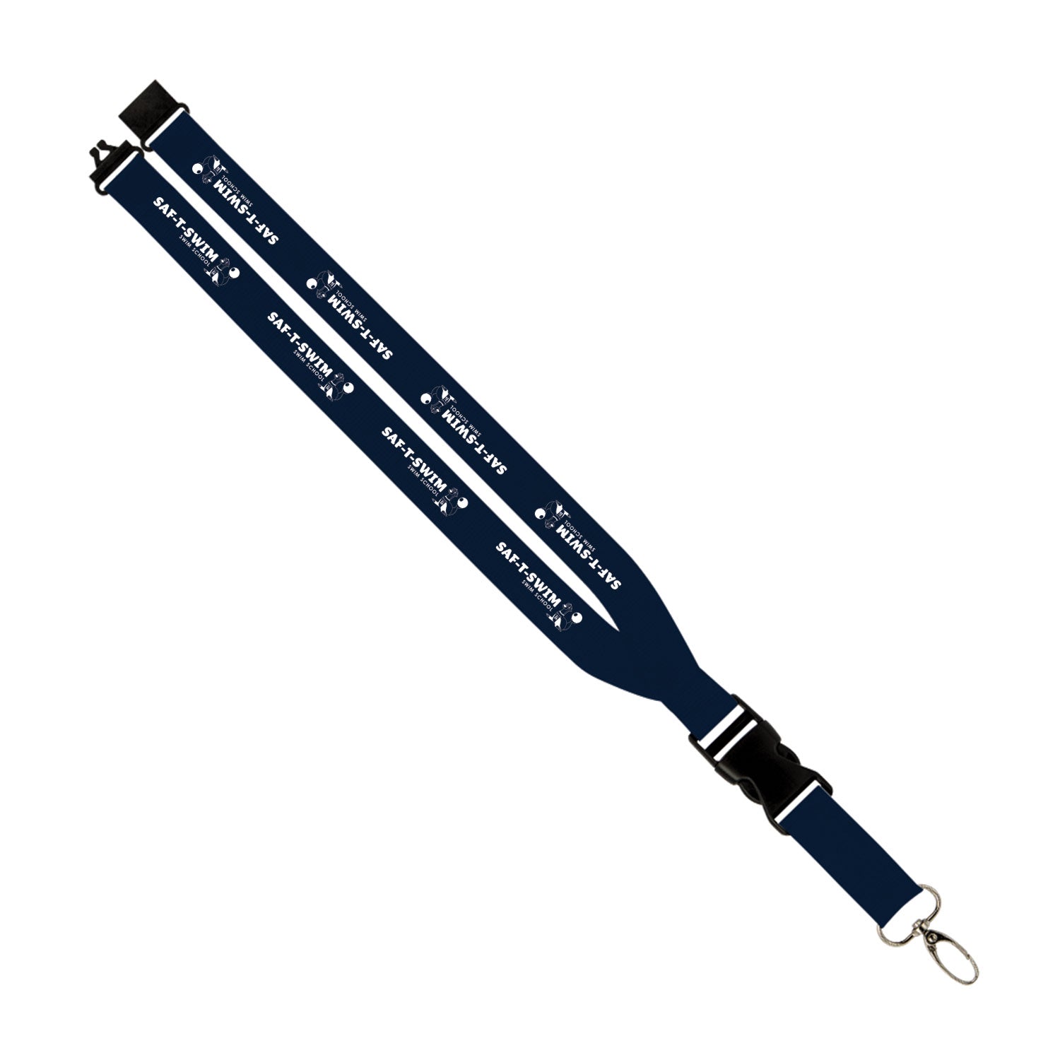 Saf-T-Swim: 1" Polyester Lanyard w/ Slide Buckle Release, Silver Metal Oval & Convenience Release