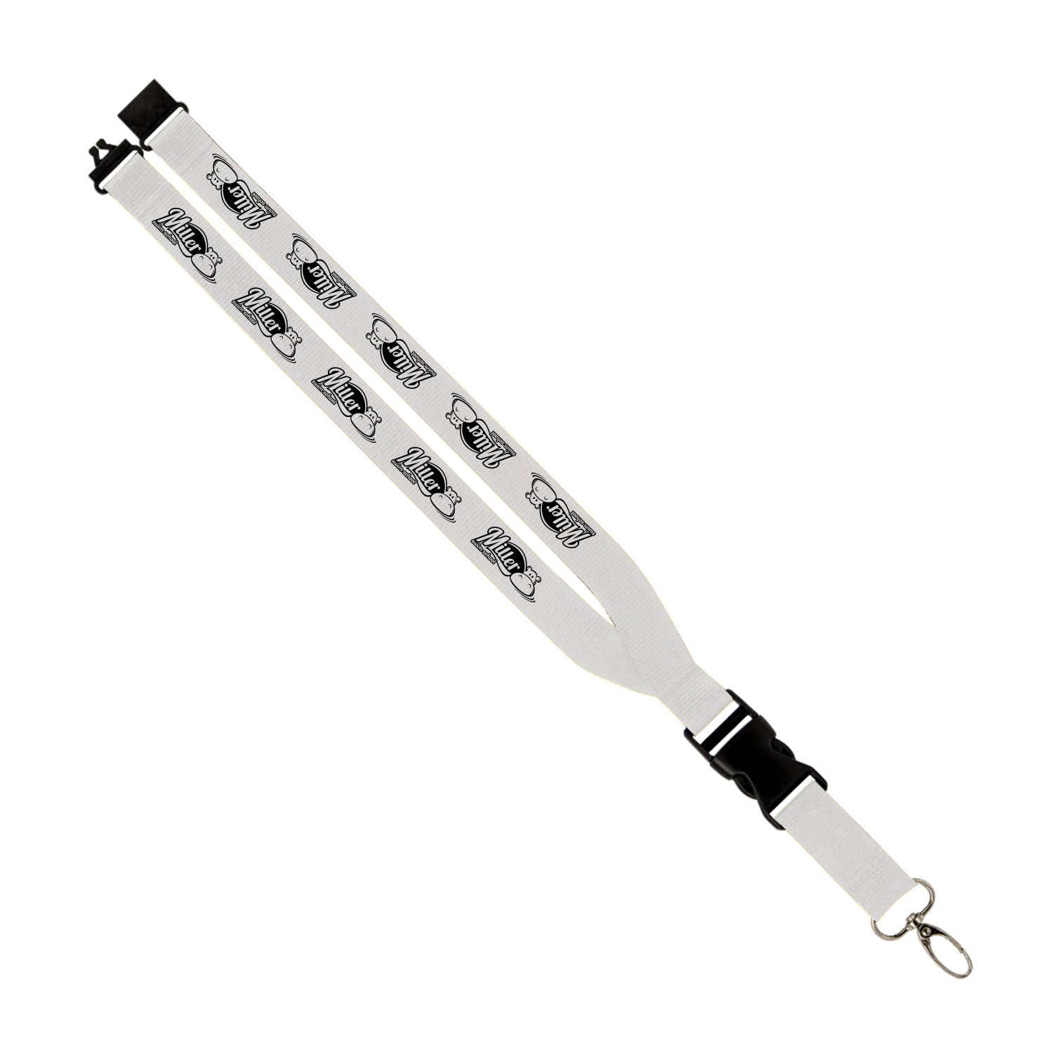 Miller Swim School: 1" Polyester Lanyard w/ Slide Buckle Release, Silver Metal Oval & Convenience Release