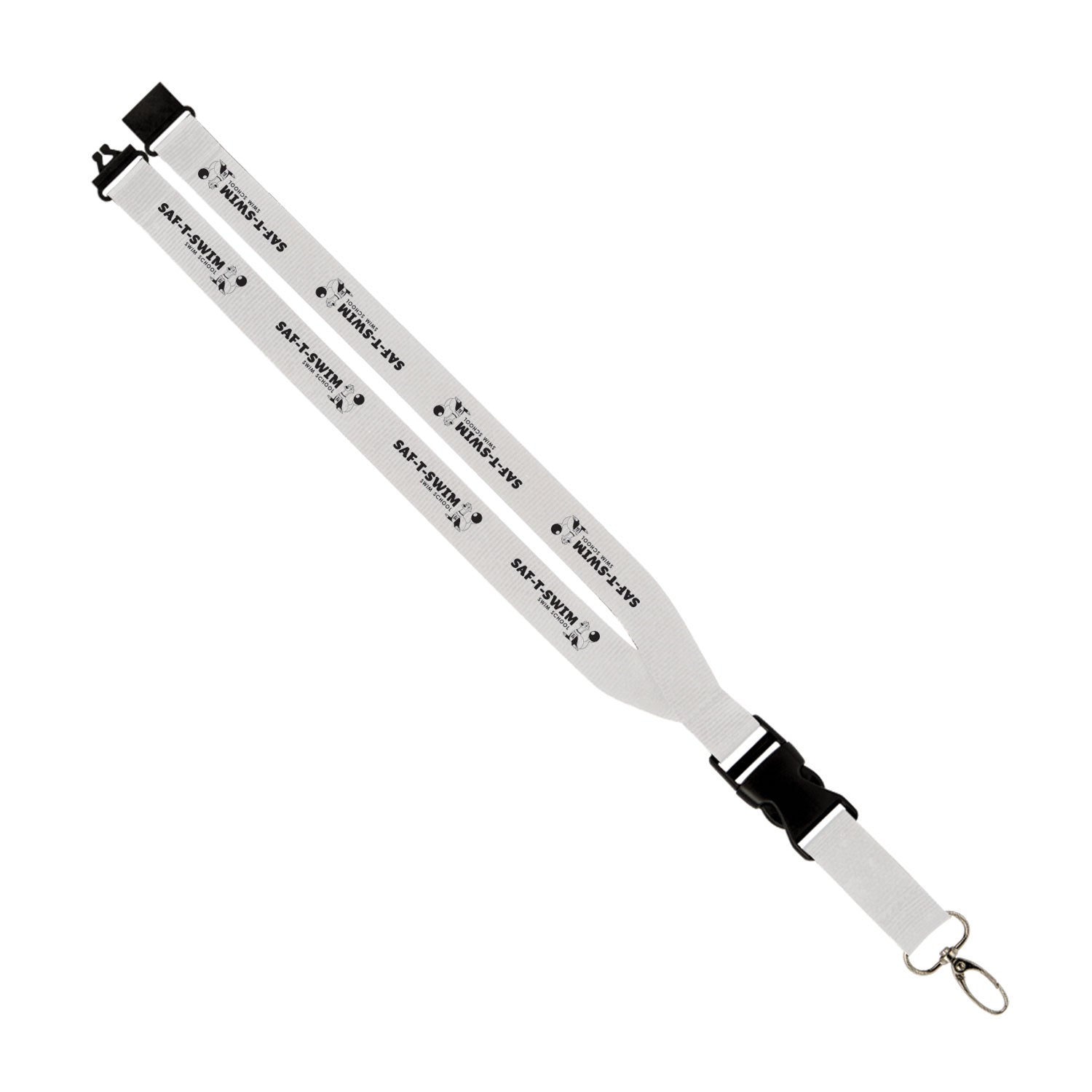 Saf-T-Swim: 1" Polyester Lanyard w/ Slide Buckle Release, Silver Metal Oval & Convenience Release