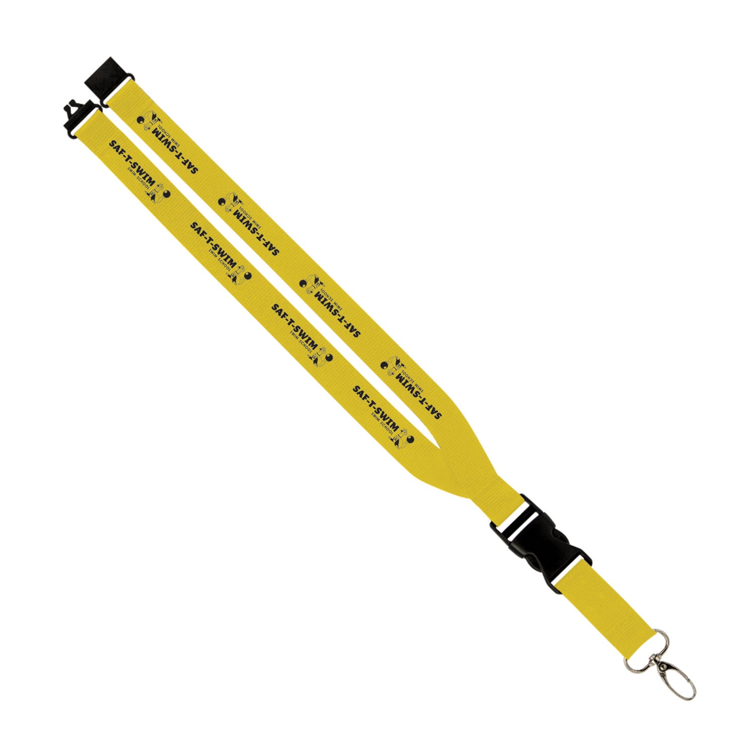 Saf-T-Swim: 1" Polyester Lanyard w/ Slide Buckle Release, Silver Metal Oval & Convenience Release
