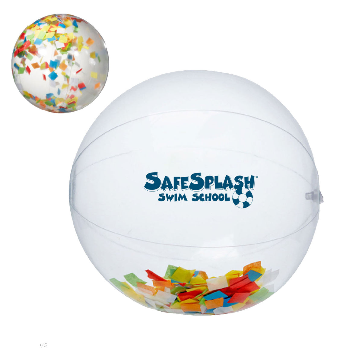 SafeSplash Swim School: 16" Multi-Color Confetti-Filled Beach Ball