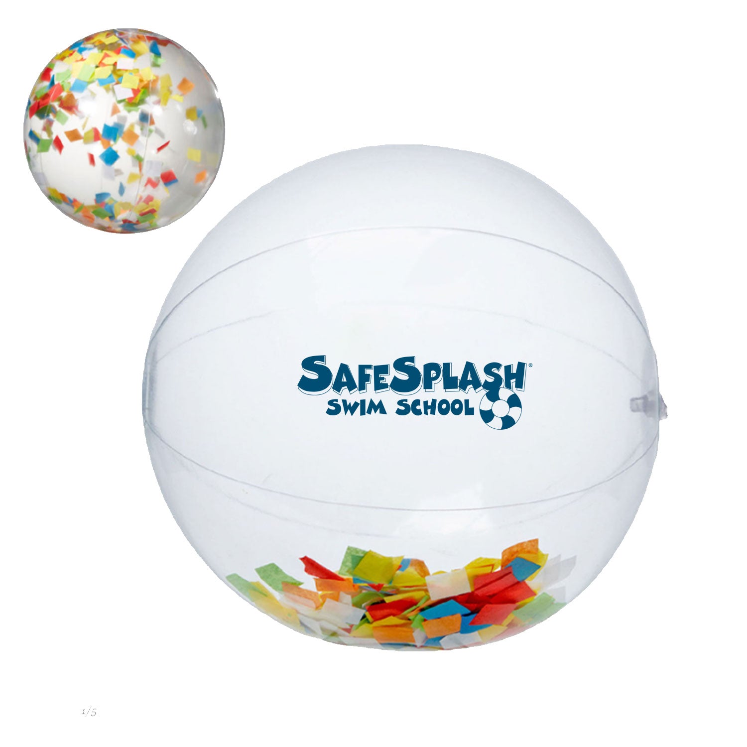 SafeSplash Swim School: 16" Multi-Color Confetti-Filled Beach Ball