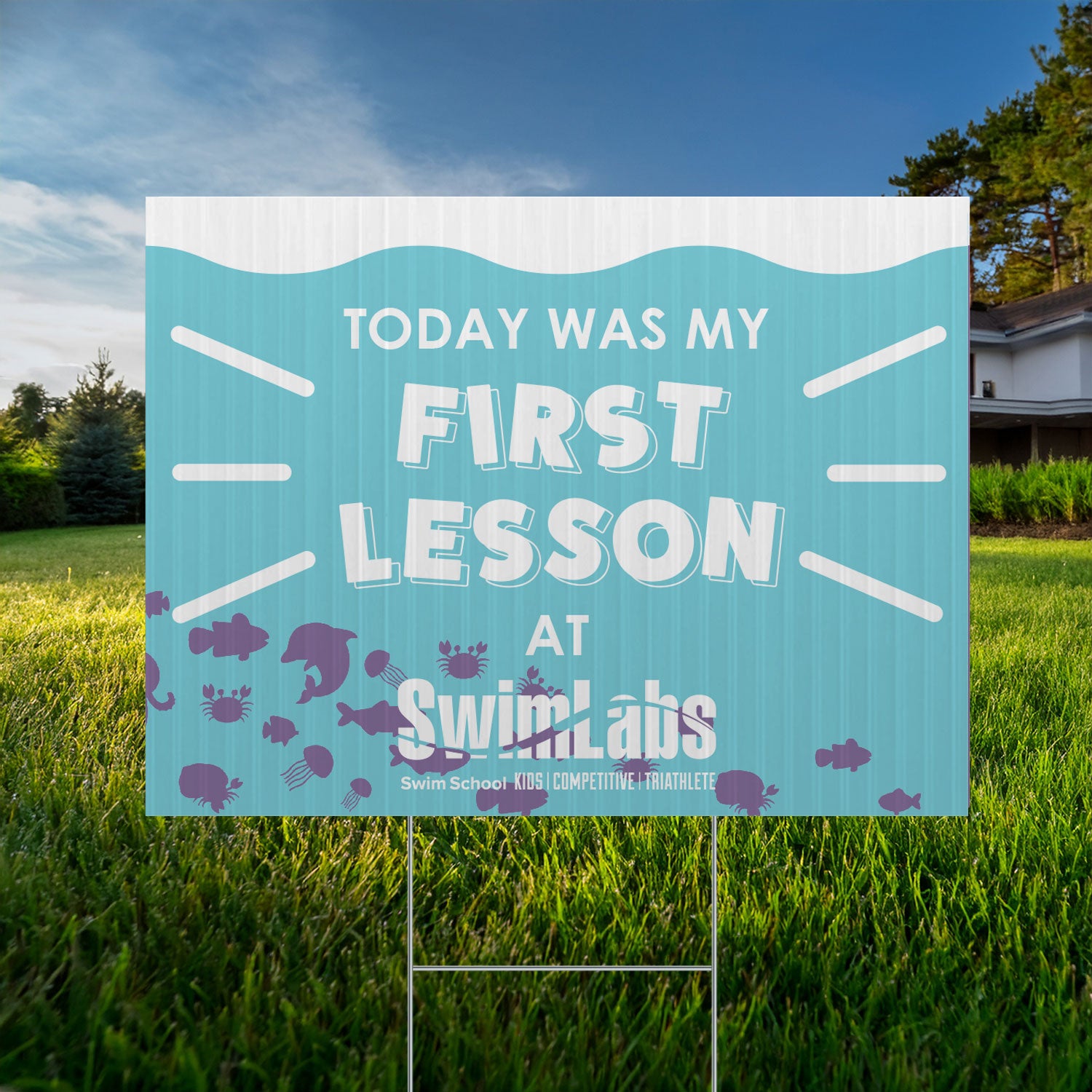 Lesson Sign Gray SwimLabs: First Lesson Sign