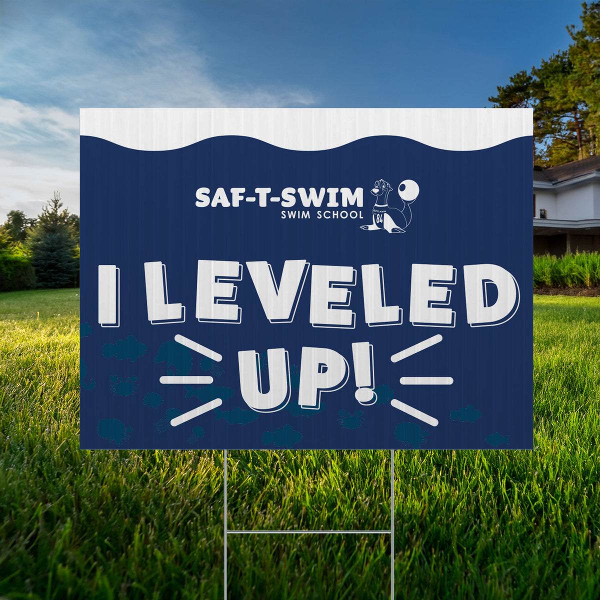 Saf-T-Swim: Leveled Up Sign