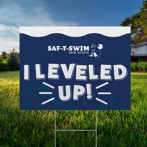 Saf-T-Swim: Leveled Up Sign