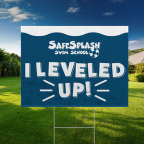 SafeSplash Swim School: Leveled Up Sign