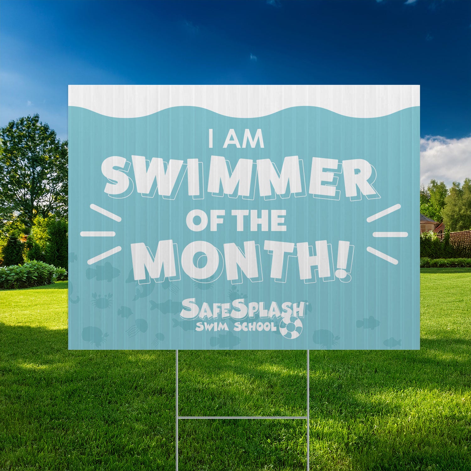 SafeSplash Swim School: Swimmer of the Month Sign