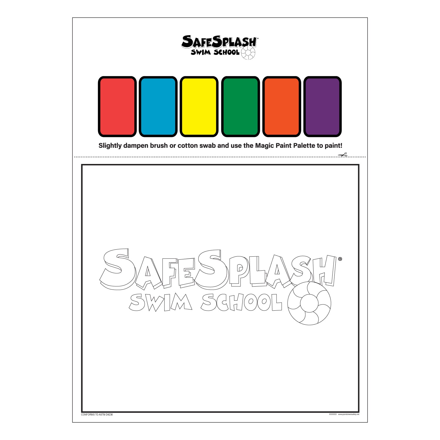 SafeSplash Swim School: Watercolor Paint Sheets